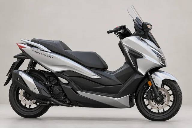 Silver Honda Forza 350 side view